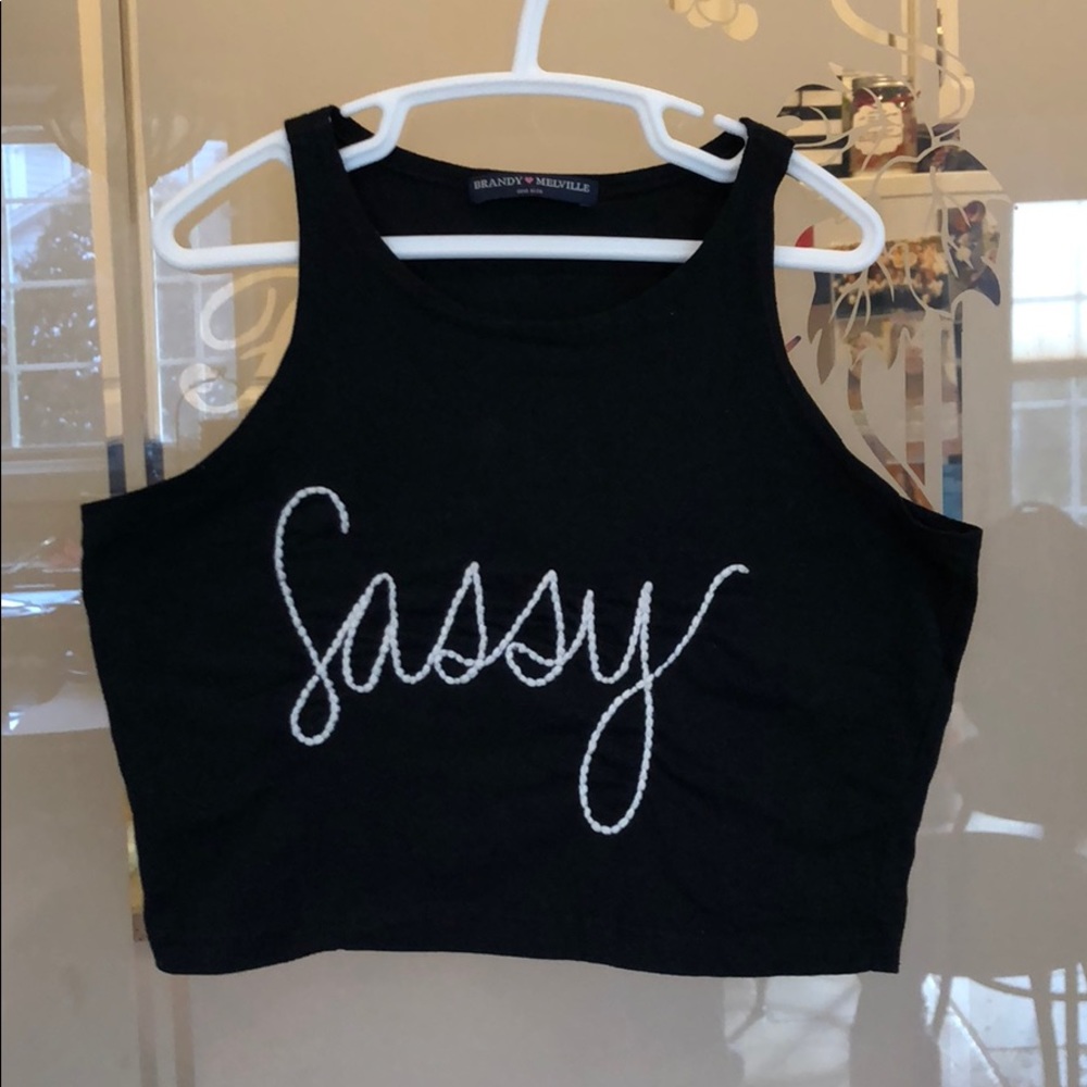 Brandy Melville Sassy Black Crop top. Super Cute!